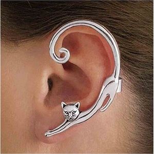 NWT Women Silvertone Stretch Cat Cuff Stud Earring
